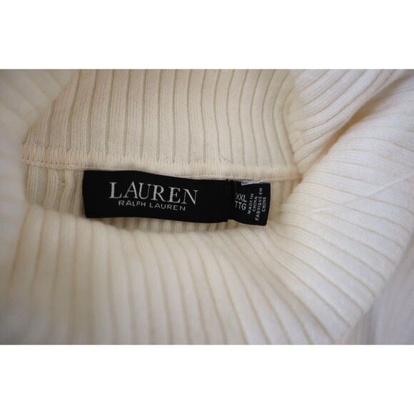 Lauren Ralph Lauren Women Sz 2XL Winter Cream L/S Ribbed Turtleneck Sweater - Picture 4 of 11